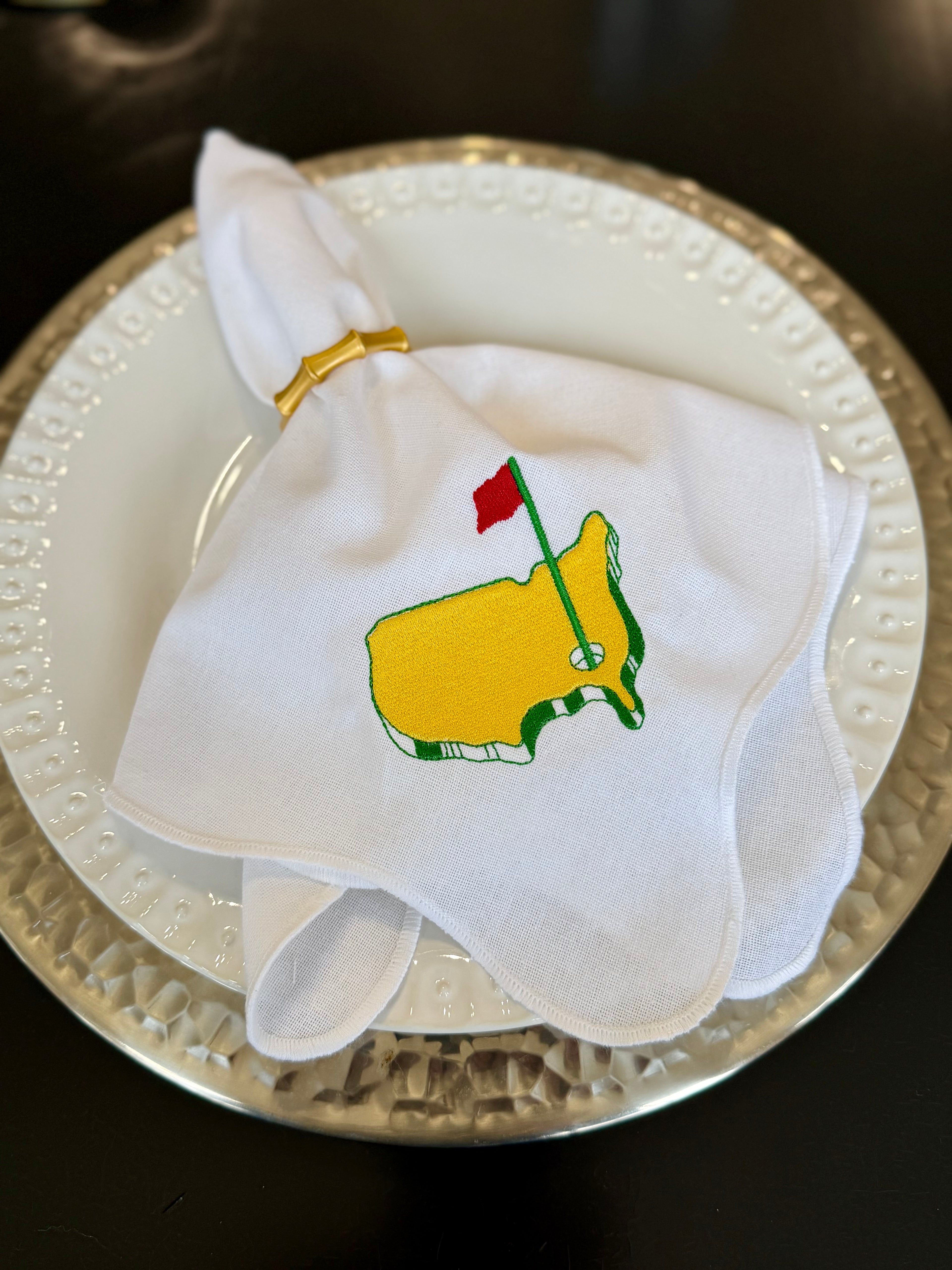 Masters Inspired Embroidered Dinner Napkins