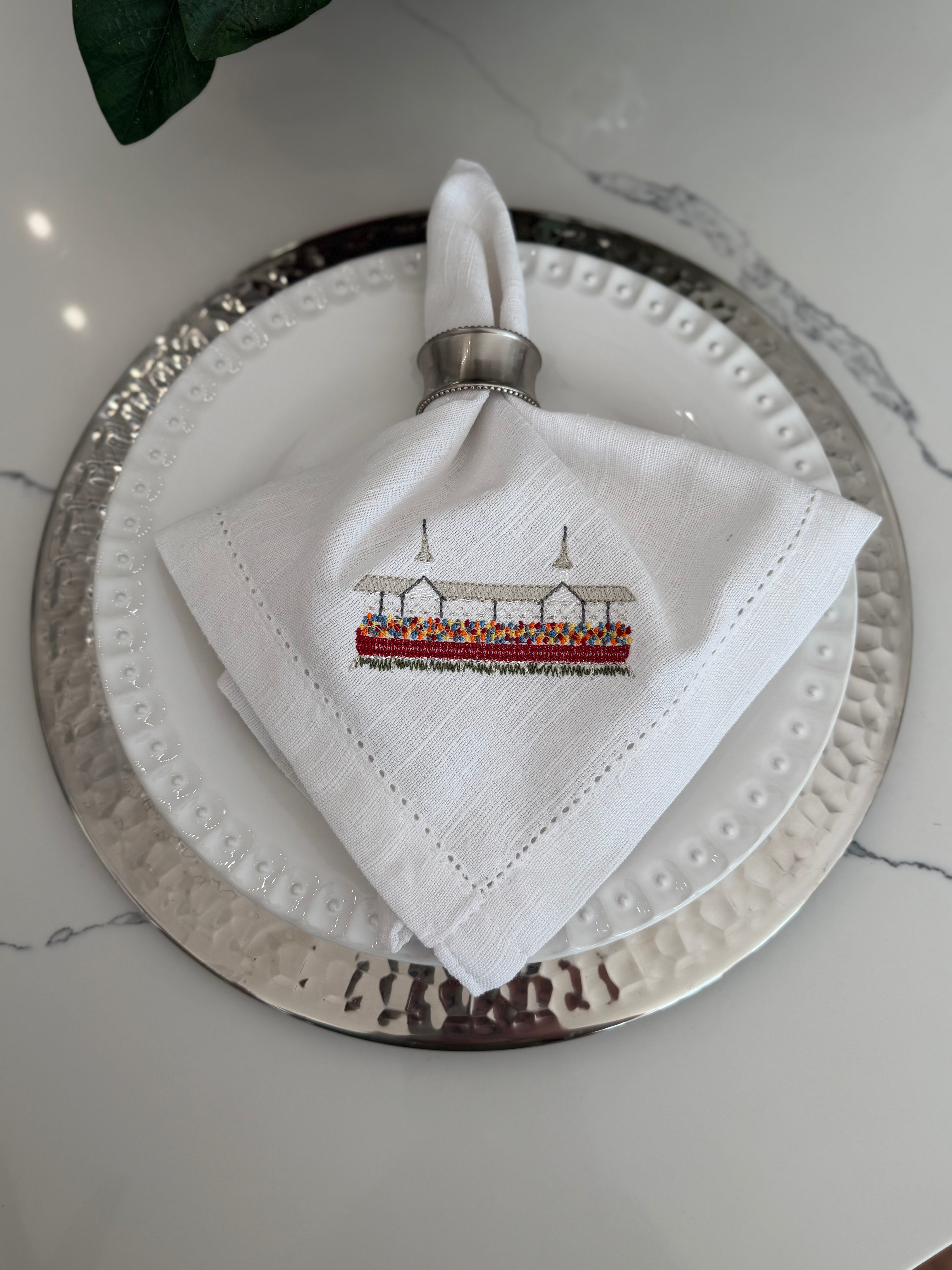 Derby Inspired Embroidered Dinner Napkins (Copy)
