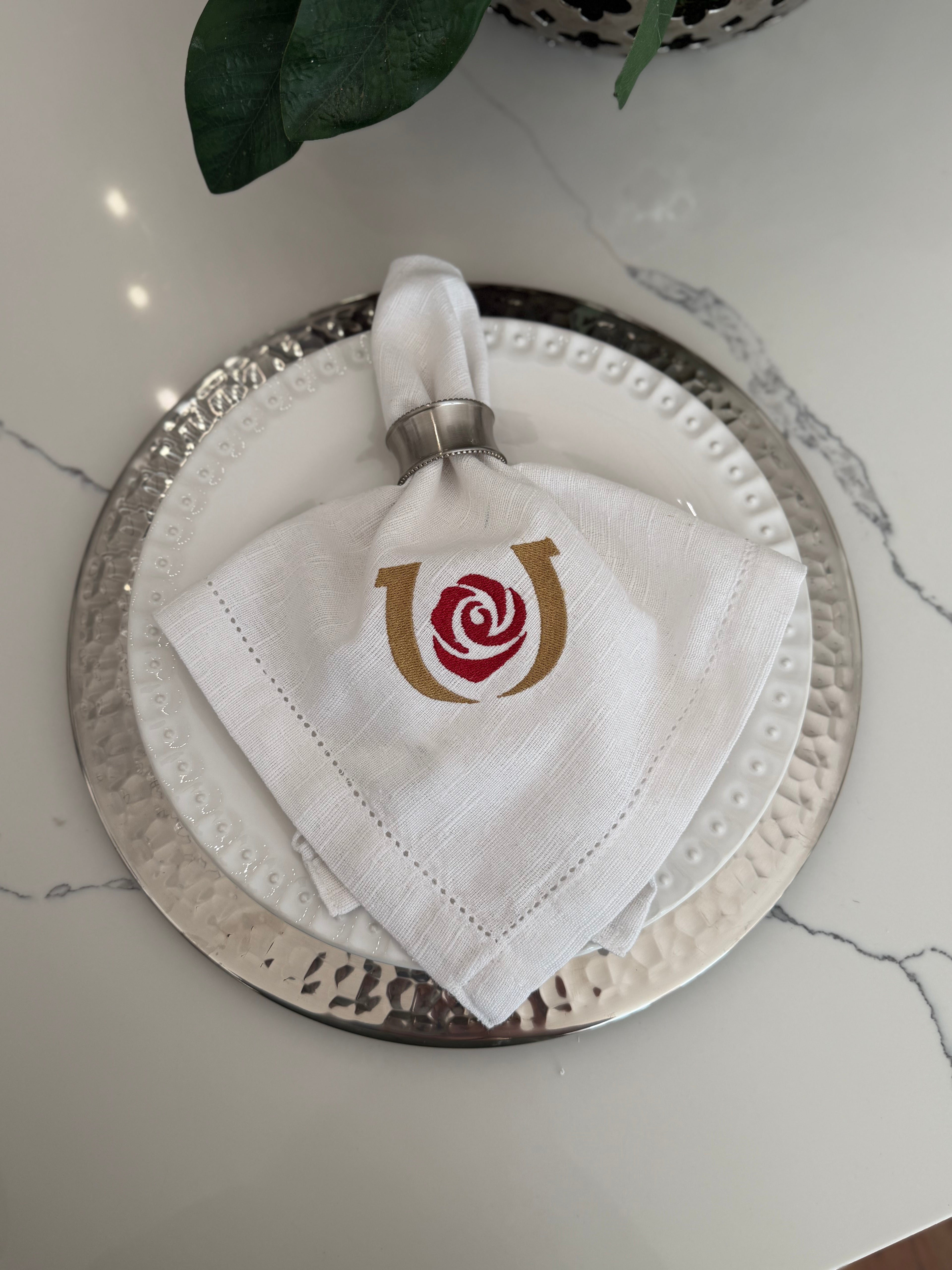 Derby Inspired Embroidered Dinner Napkins (Copy)