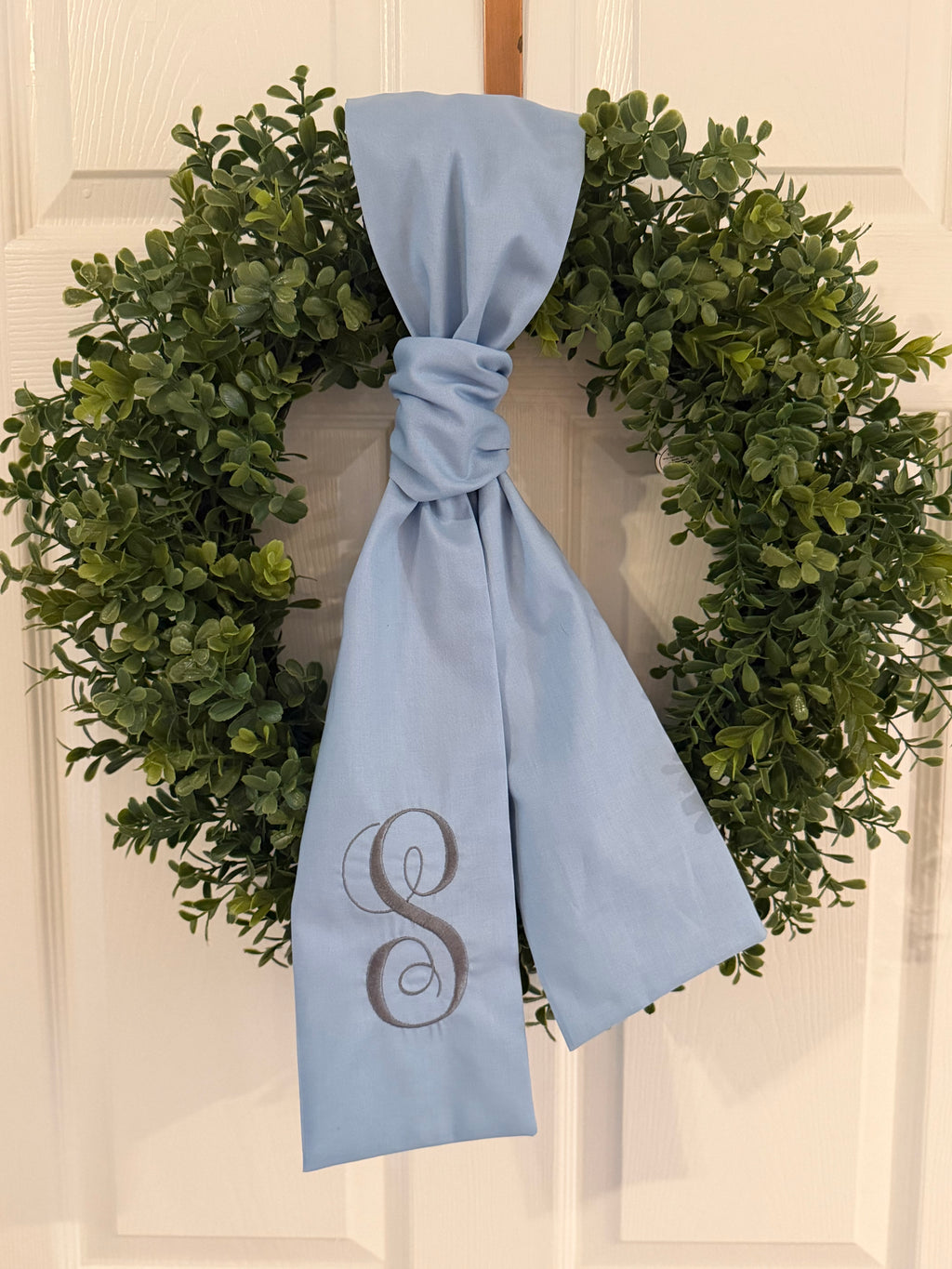 Blue Monogrammed Wreath Sash