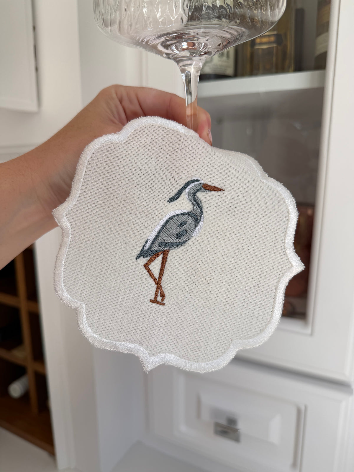 Heron Cocktail Napkins Scallop Edge