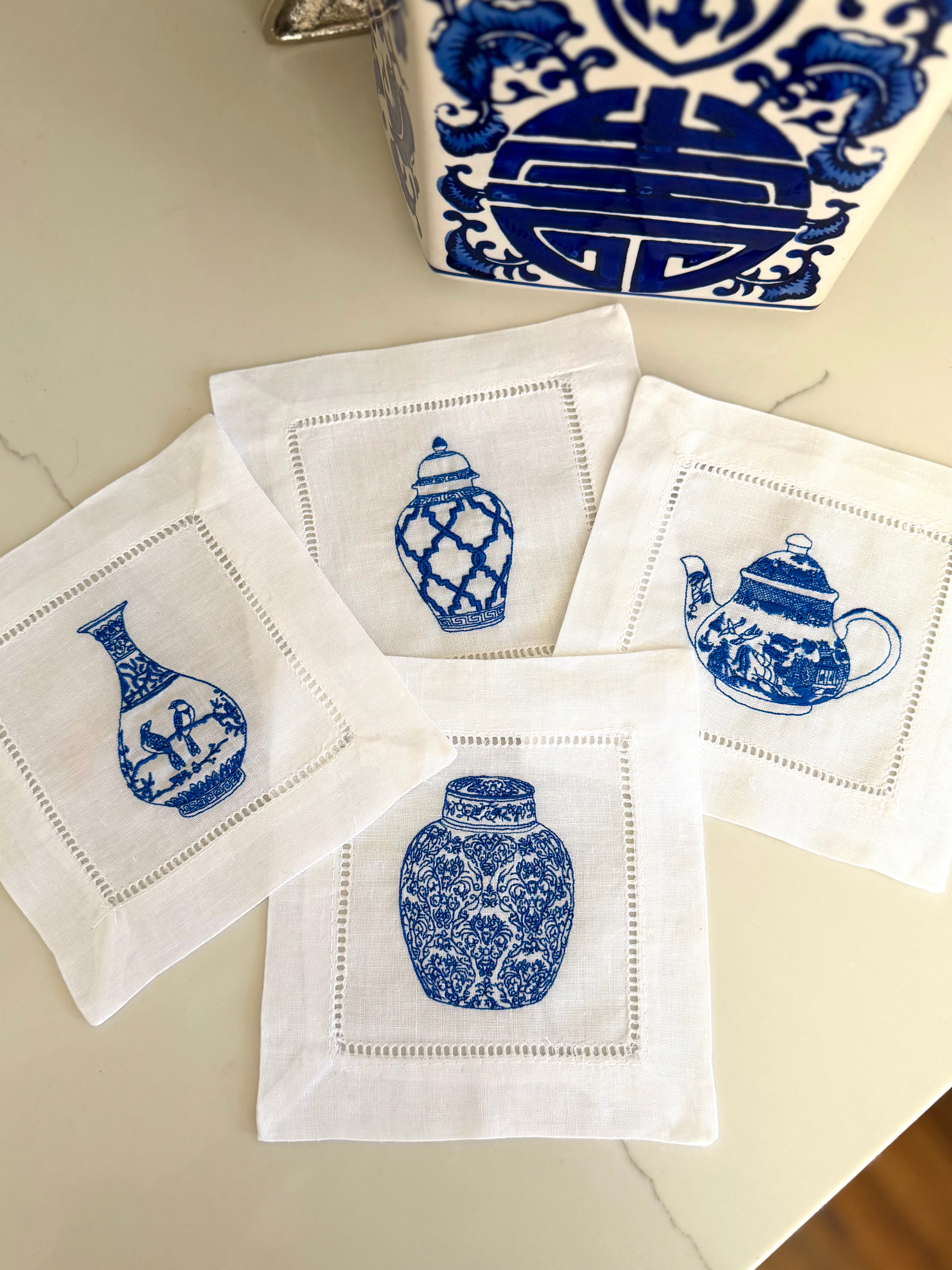 Blue Willow Cocktail Napkins or Coasters (set of 4)