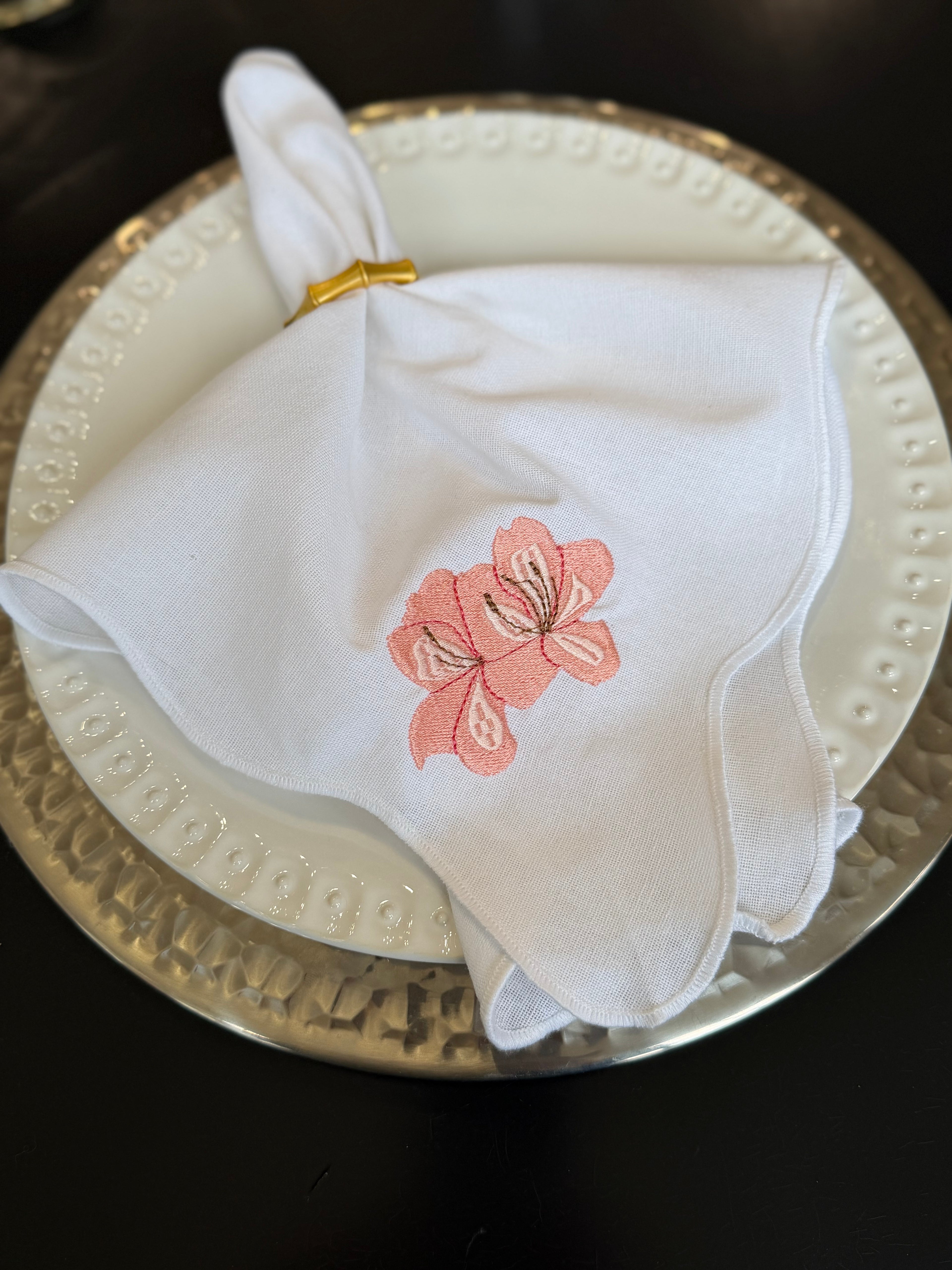 Masters Inspired Embroidered Dinner Napkins