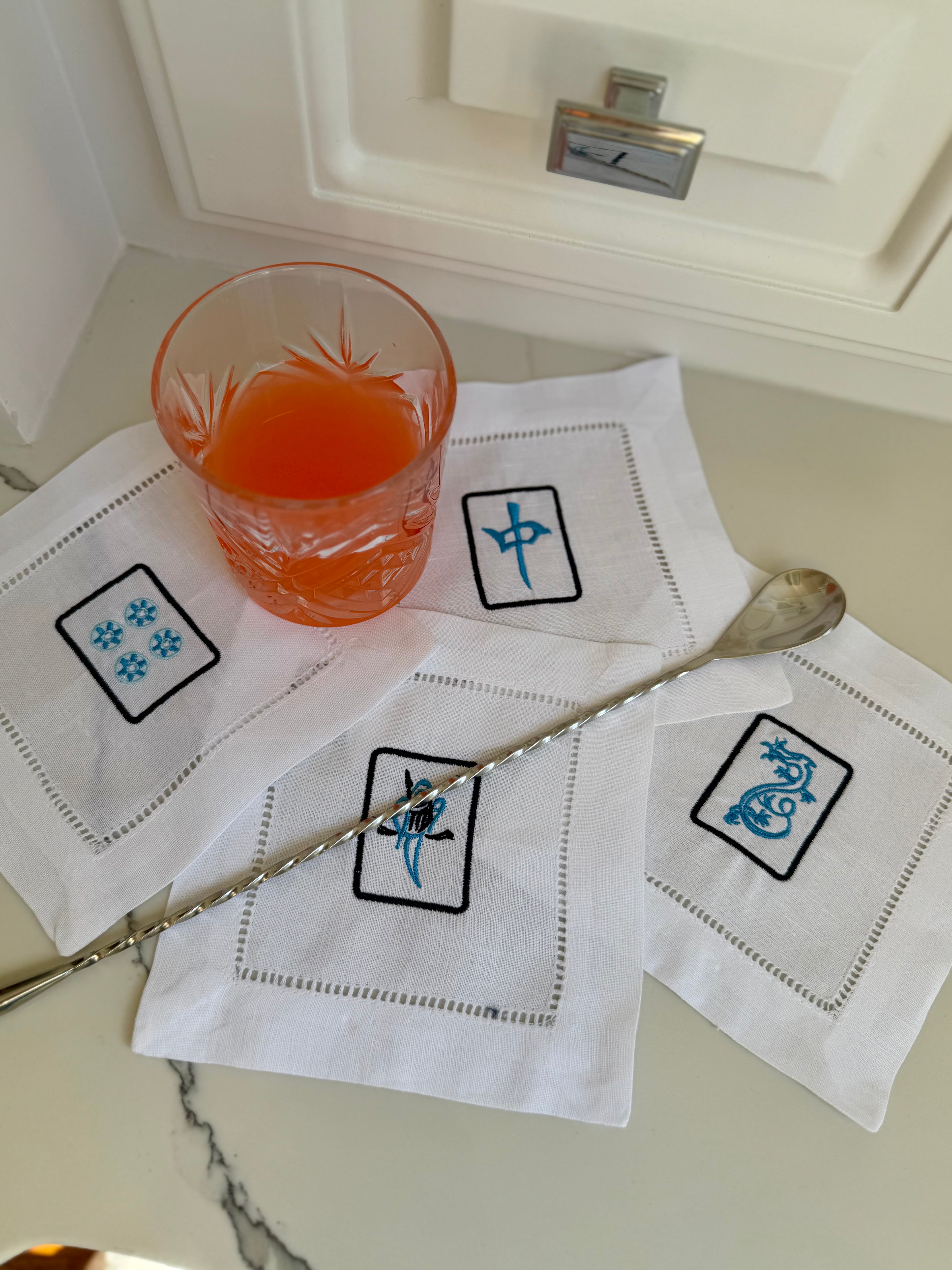 Mahjong Cocktail Napkins or Coasters (set of 4)
