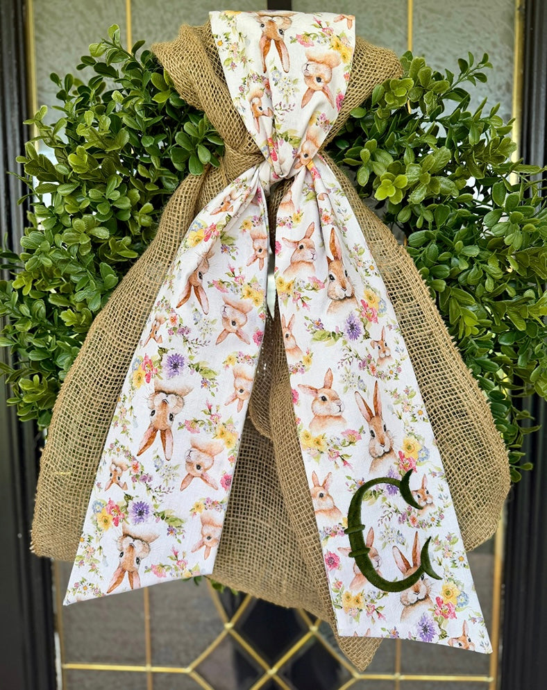 Easter Bunny Burlap Wreath Sash Set