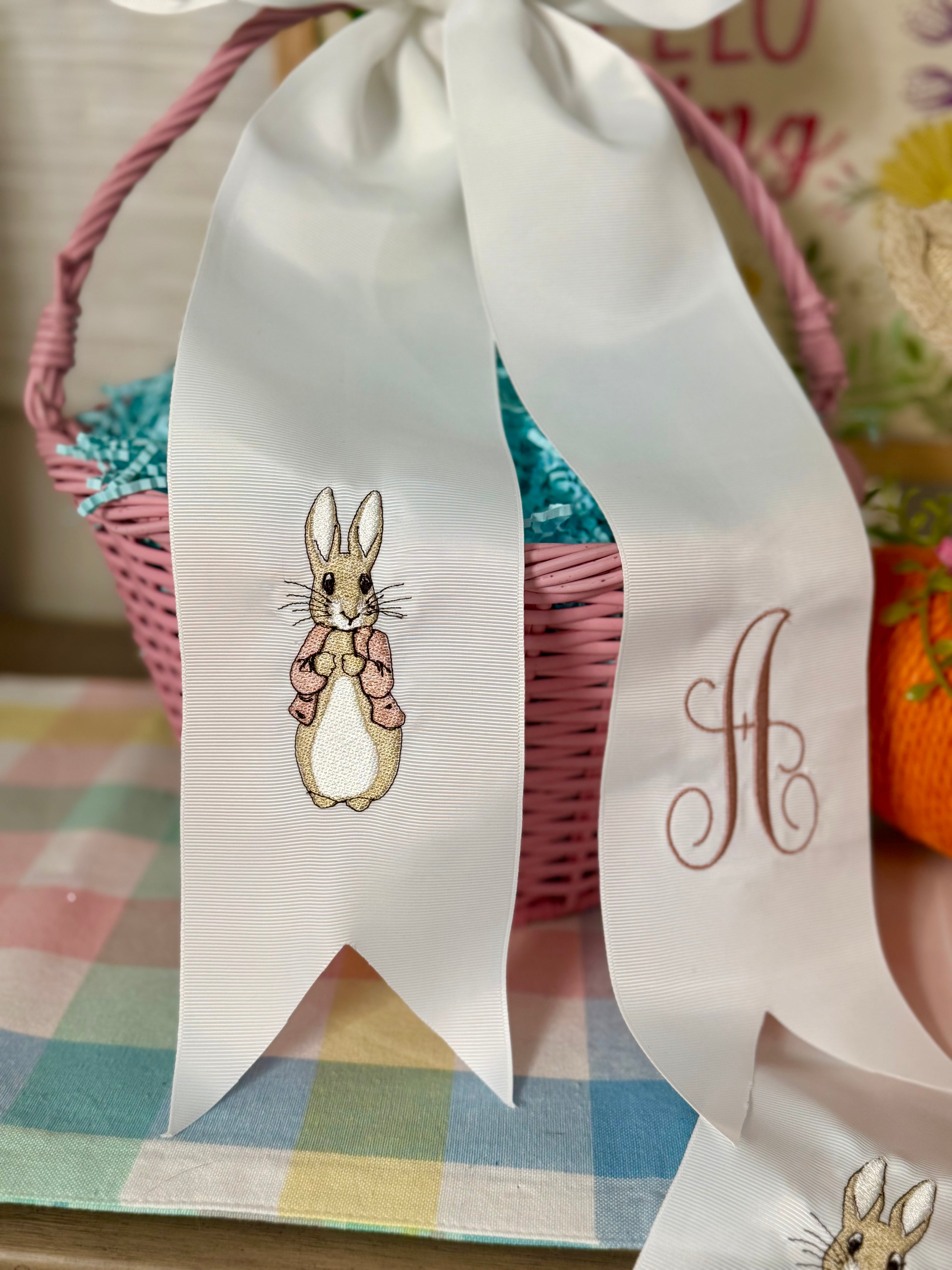 Pink Bunny Easter Basket Bow