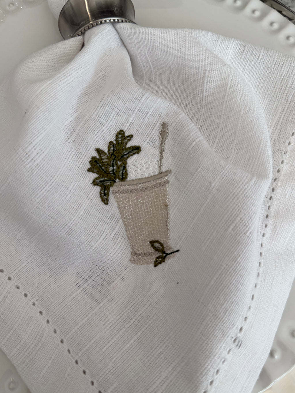 Derby Inspired Embroidered Dinner Napkins (Copy)