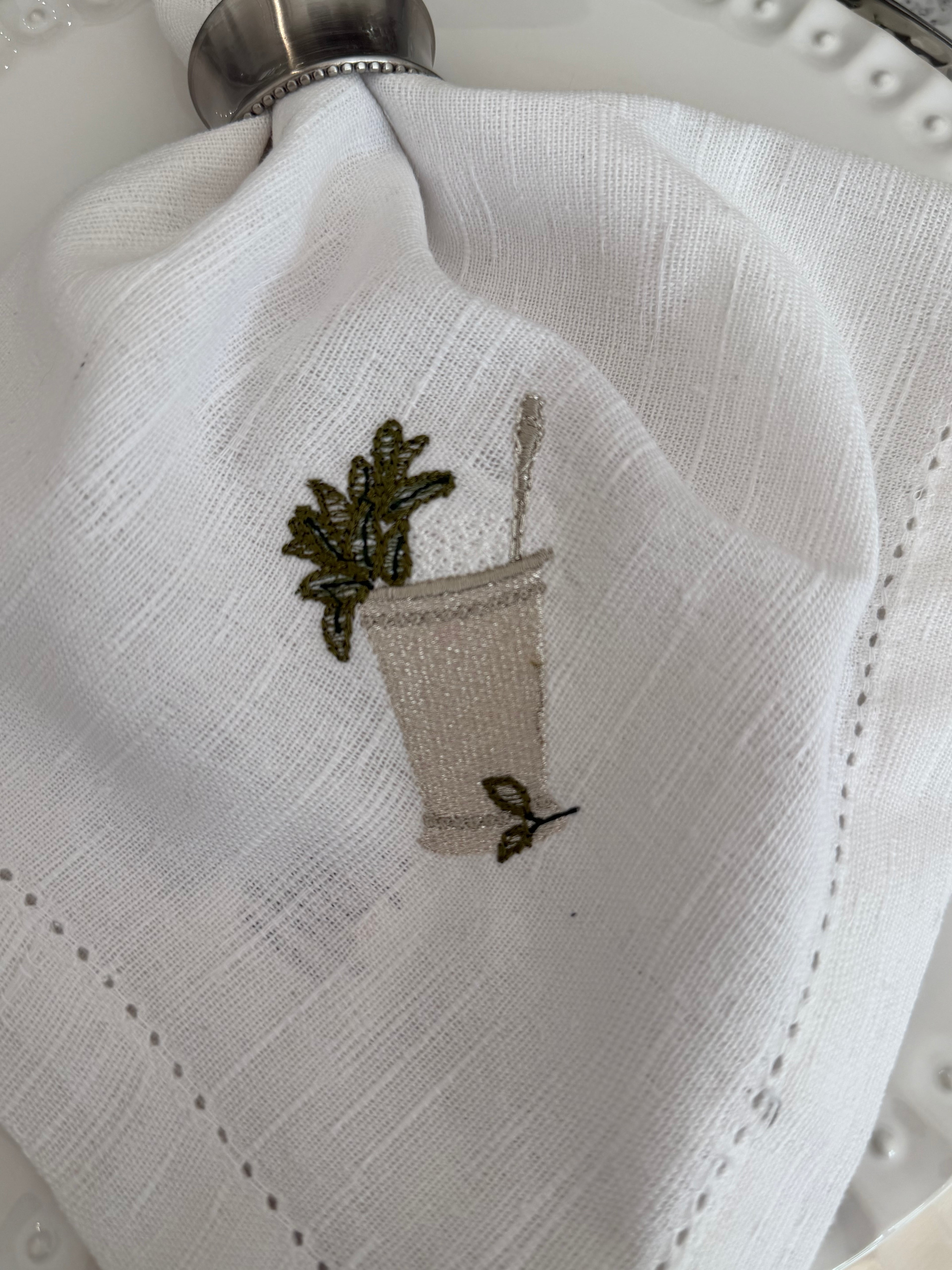 Derby Inspired Embroidered Dinner Napkins (Copy)