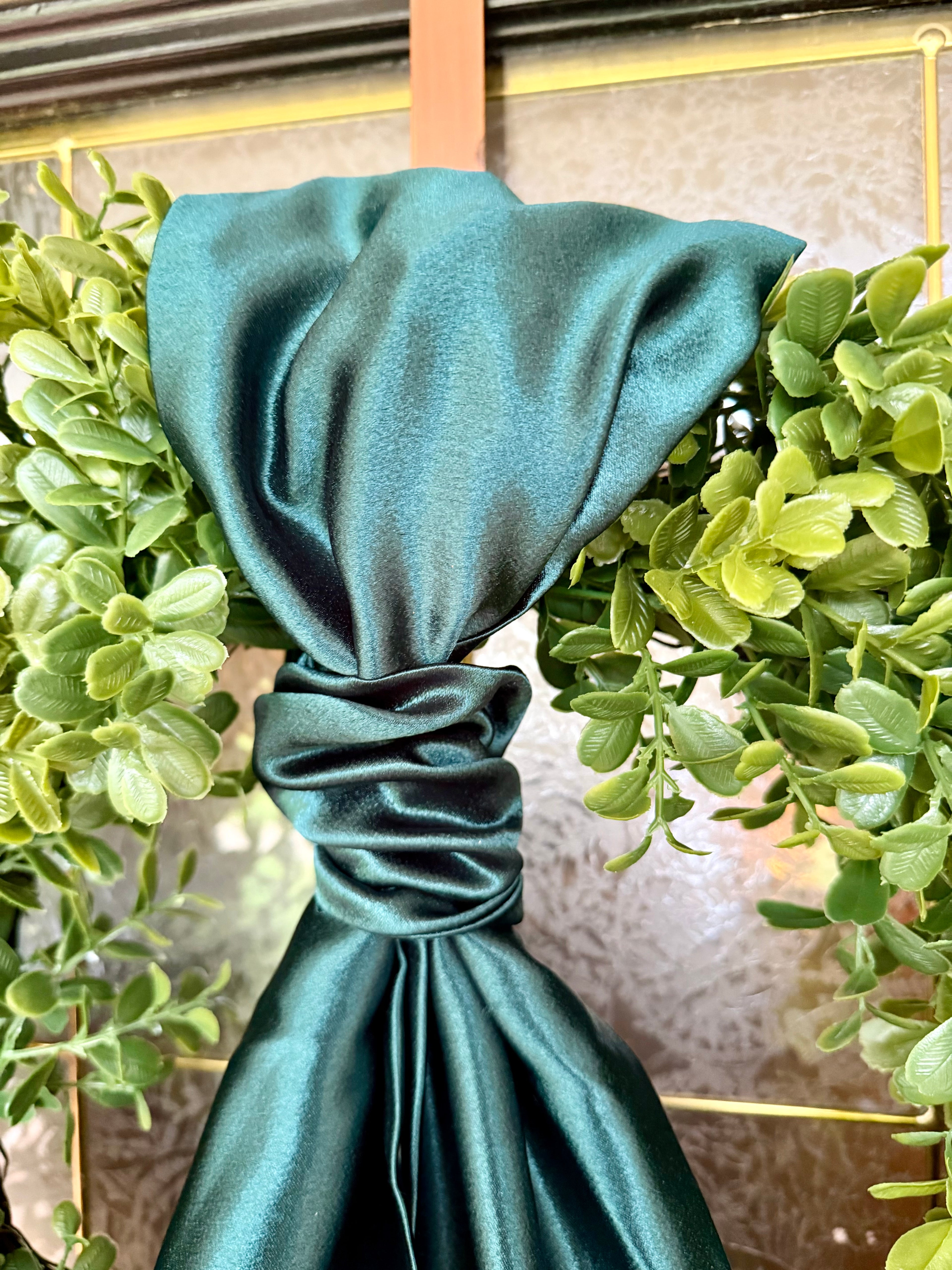 Green Satin Christmas Wreath Sash