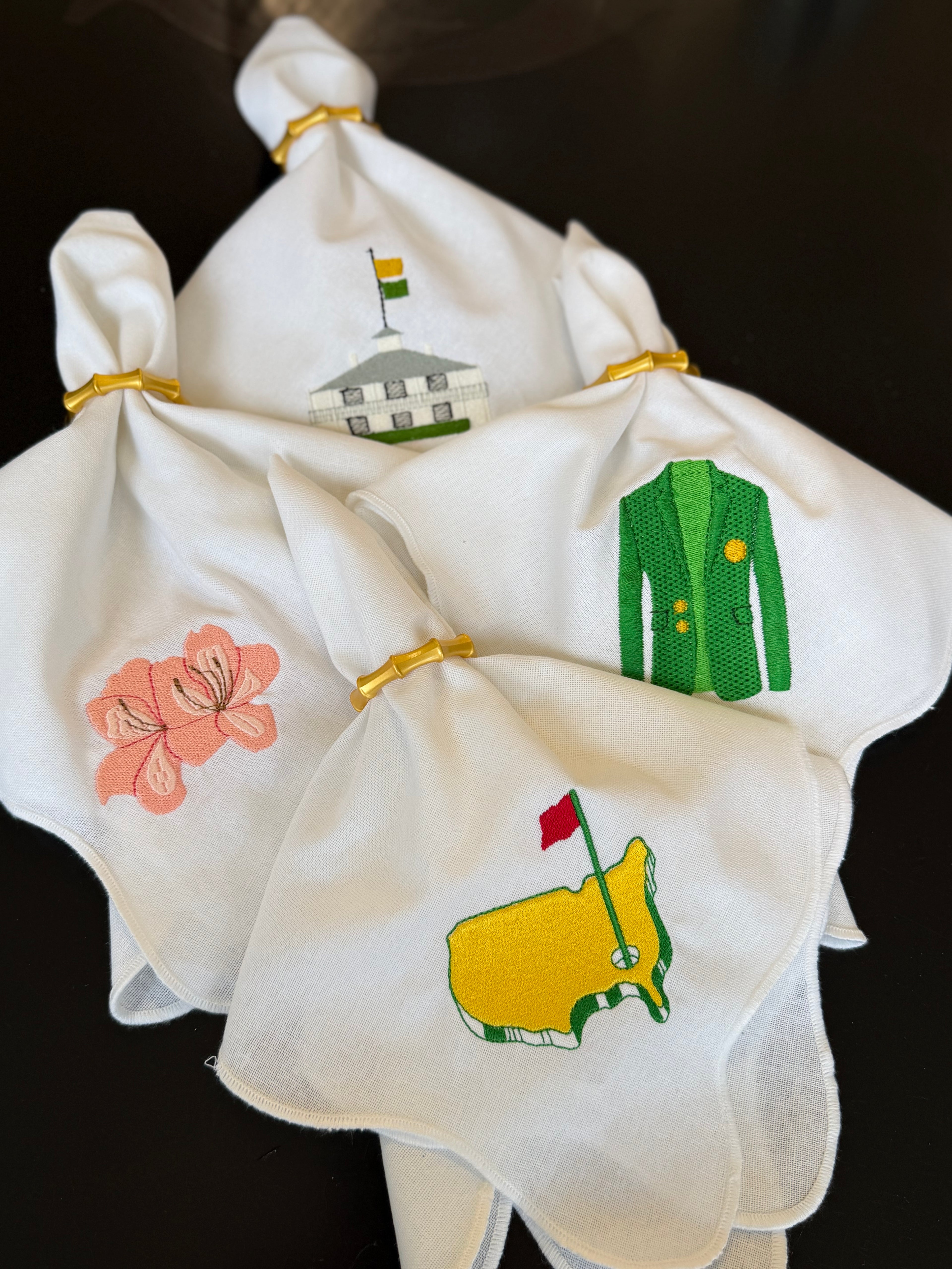 Masters Inspired Embroidered Dinner Napkins
