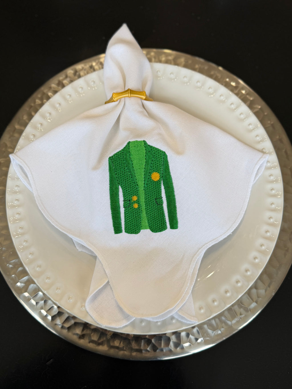Masters Inspired Embroidered Dinner Napkins