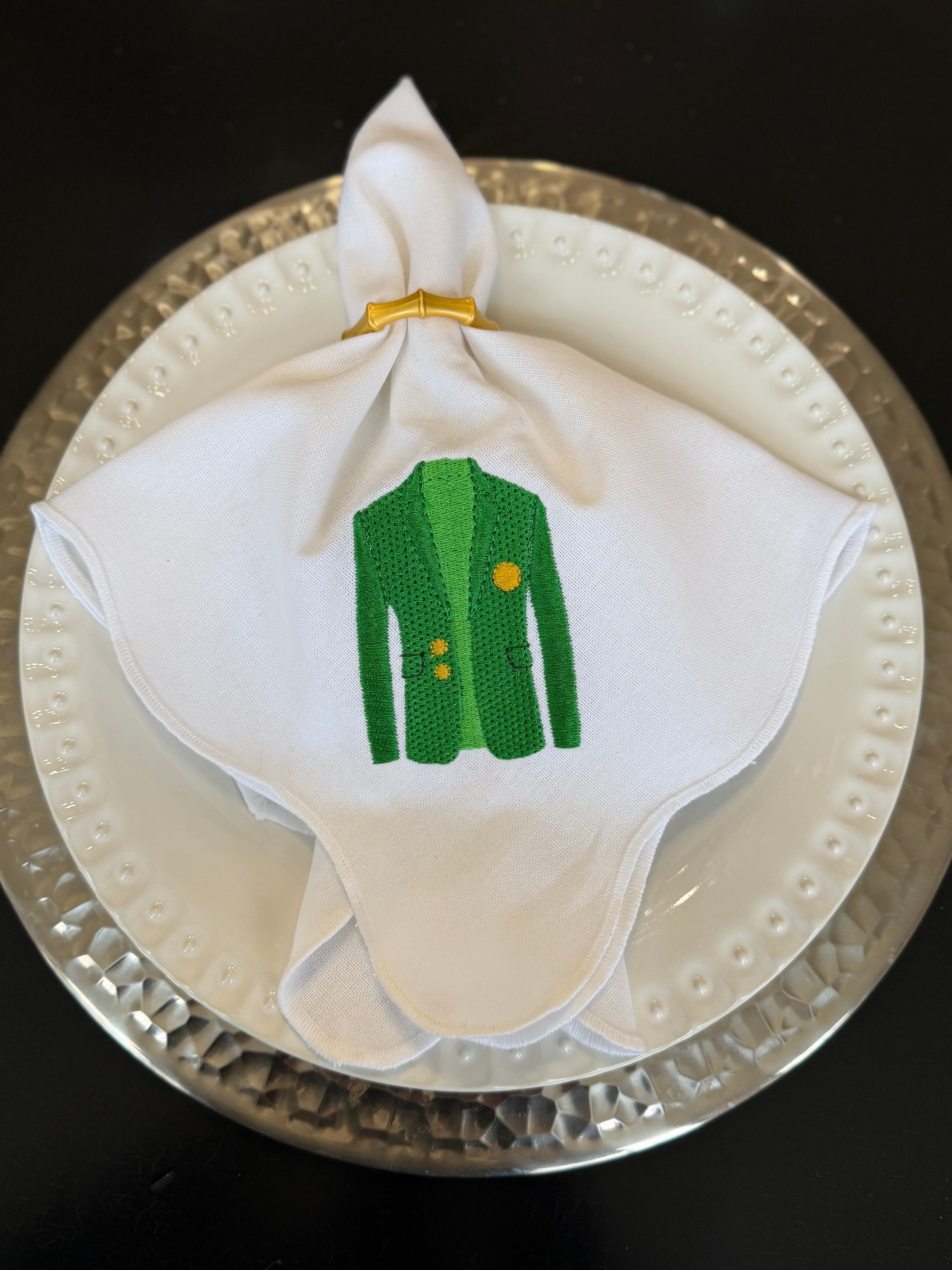 Masters Inspired Embroidered Dinner Napkins