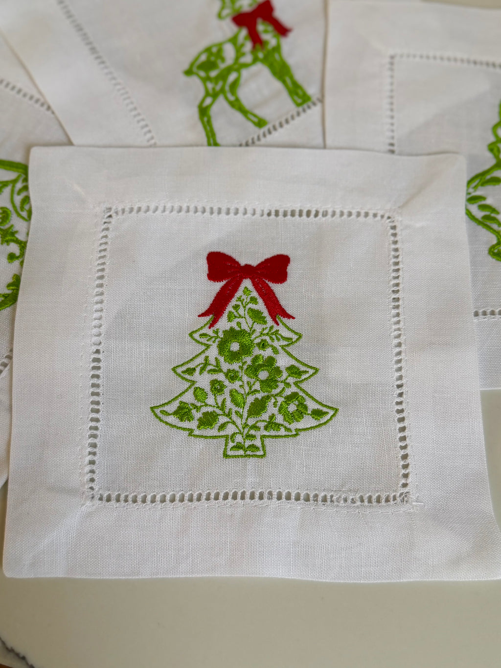 Christmas Toile Cocktail Napkins or Coasters (set of 4)