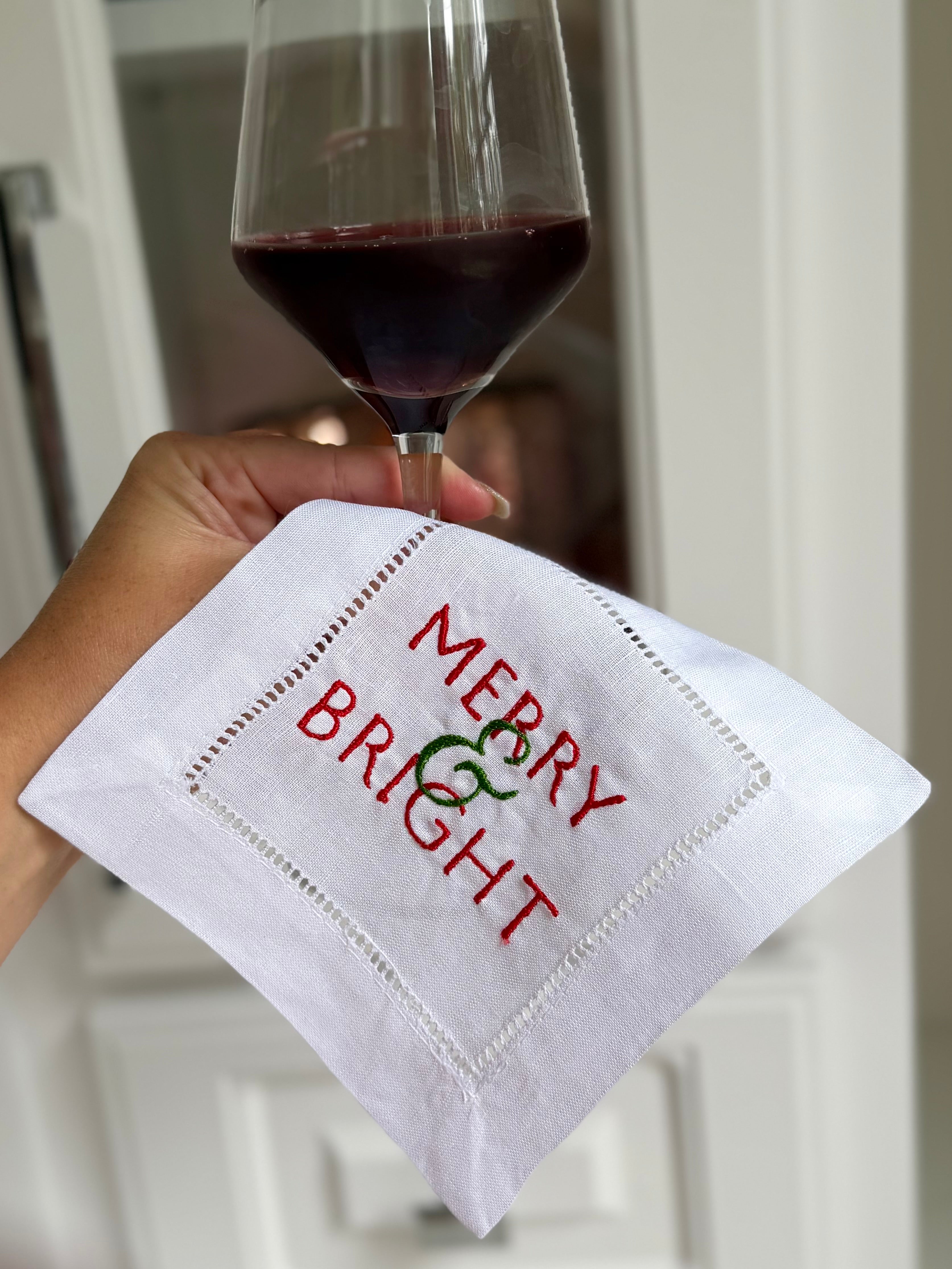 Merry & Bright Cocktail Napkins or Coasters