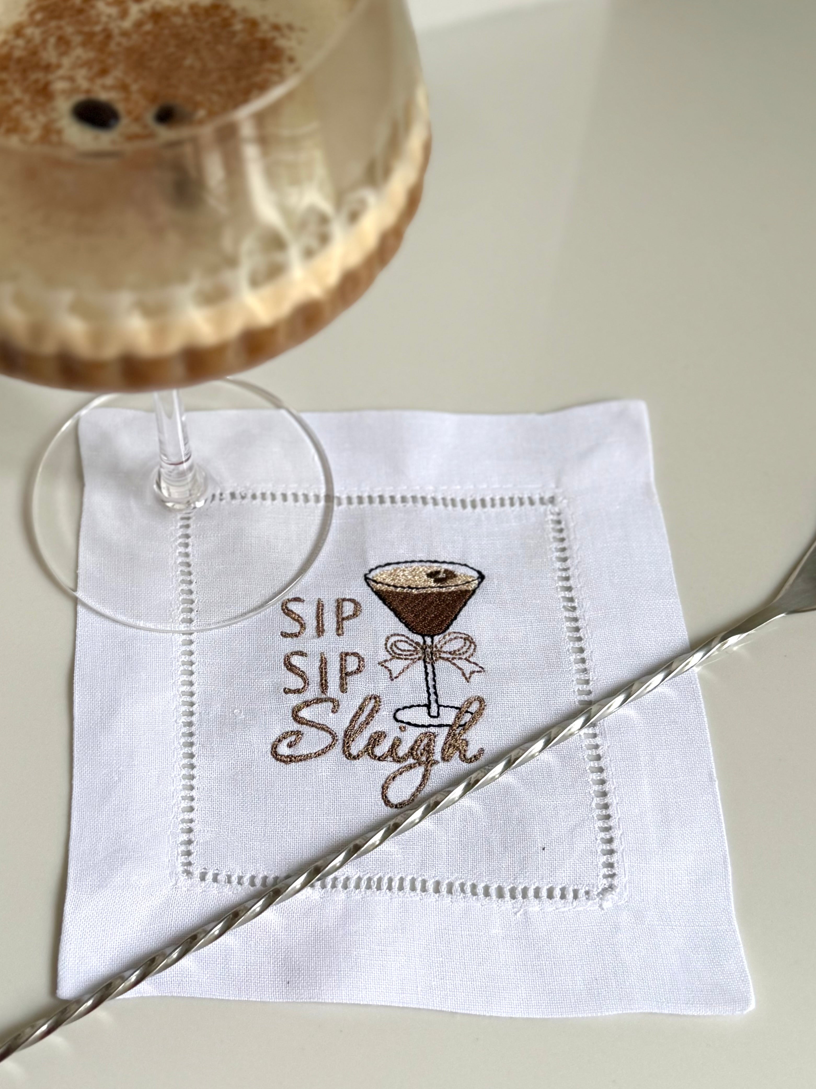 Sip Sip Sleigh Cocktail Napkins or Coaster