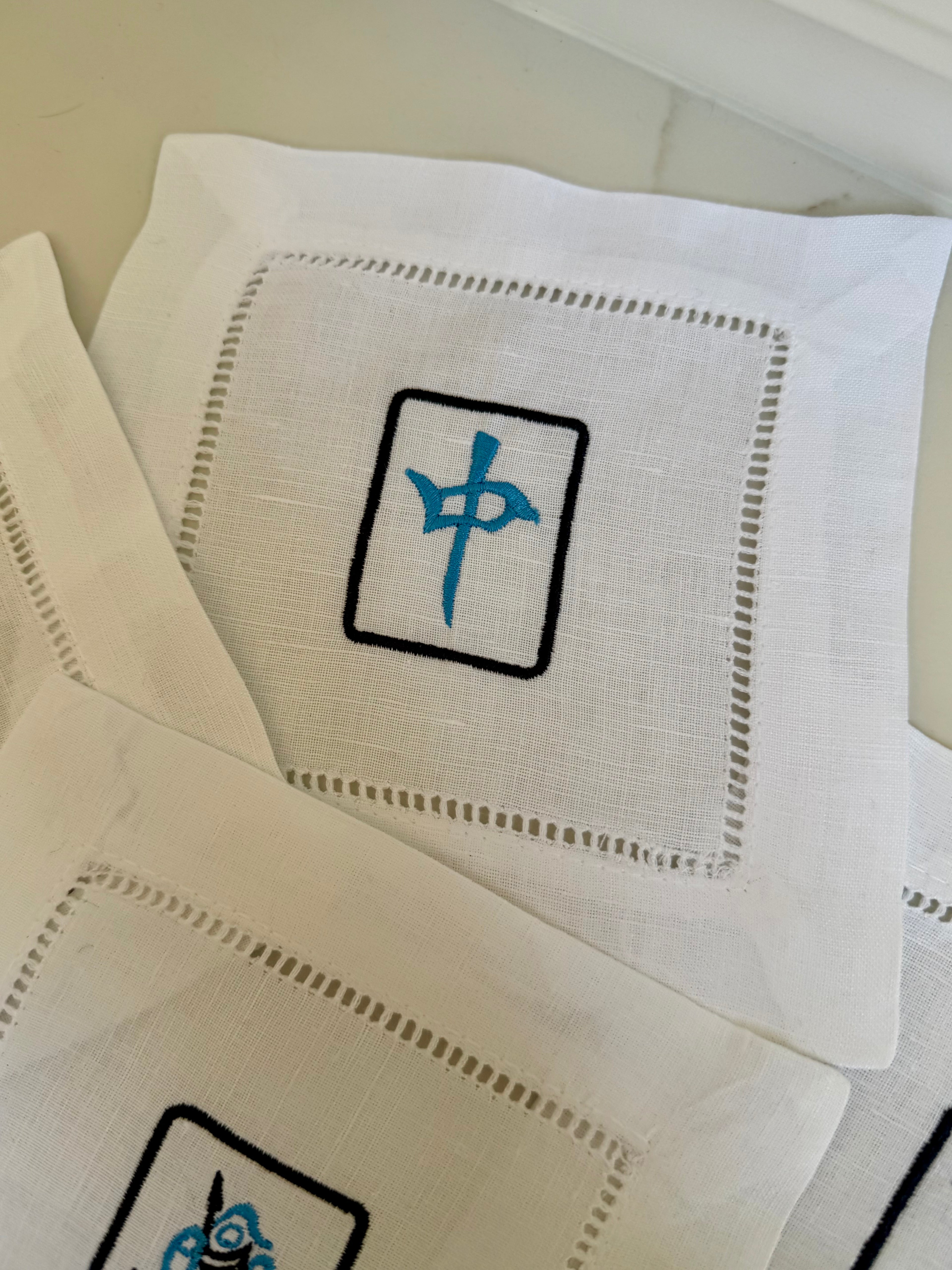 Mahjong Cocktail Napkins or Coasters (set of 4)