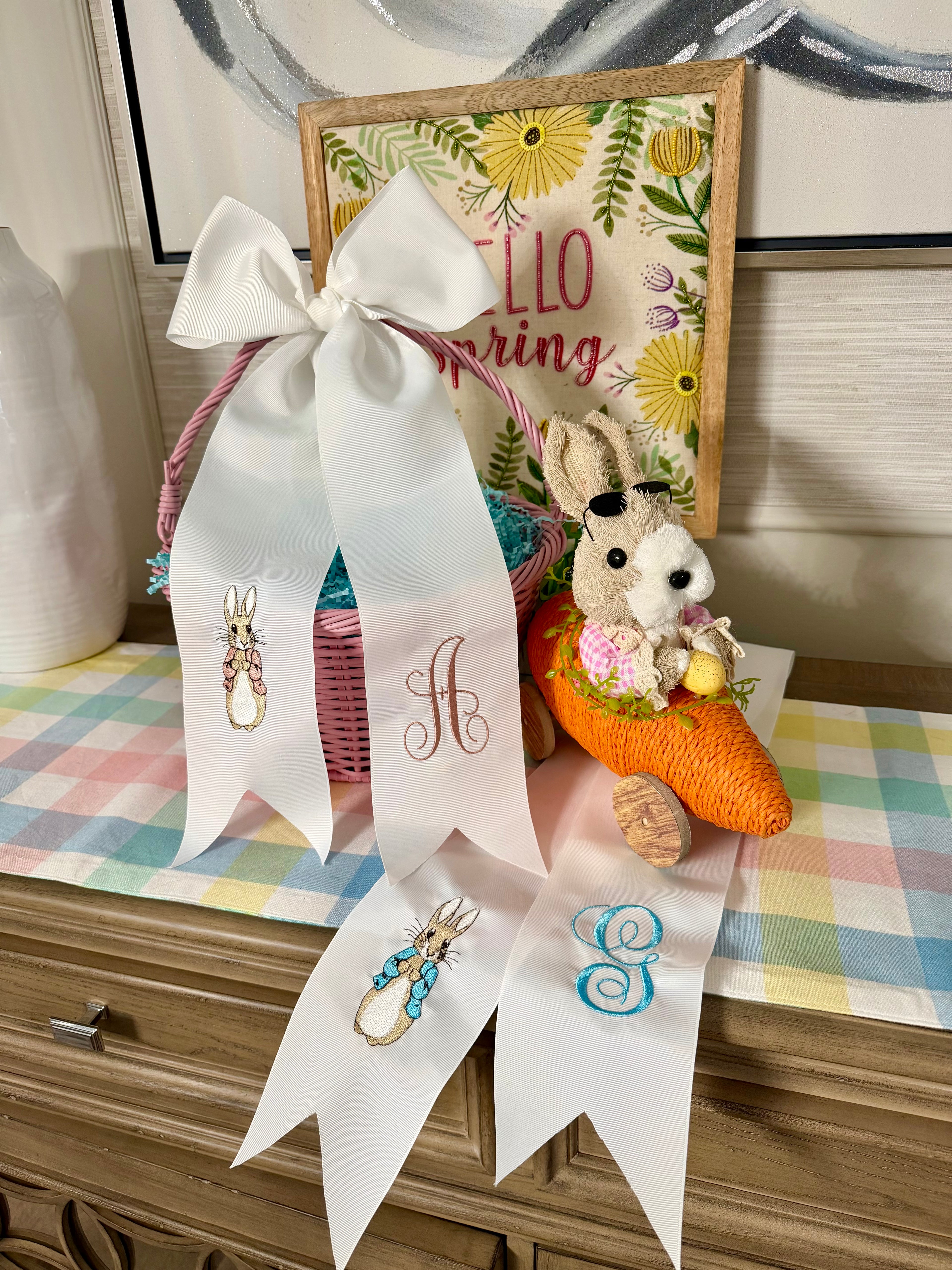 Blue Bunny Easter Basket Bow