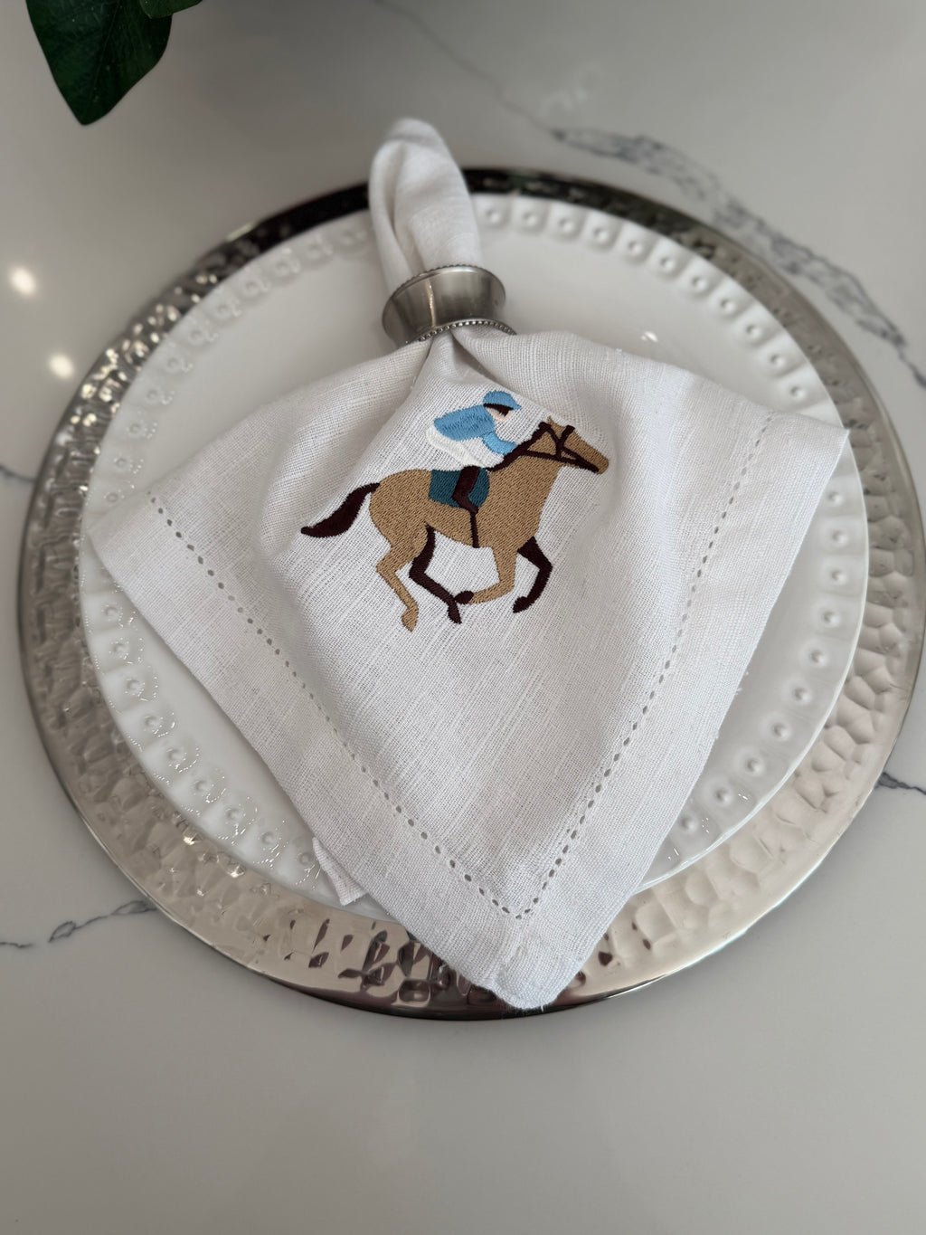 Derby Inspired Embroidered Dinner Napkins (Copy)