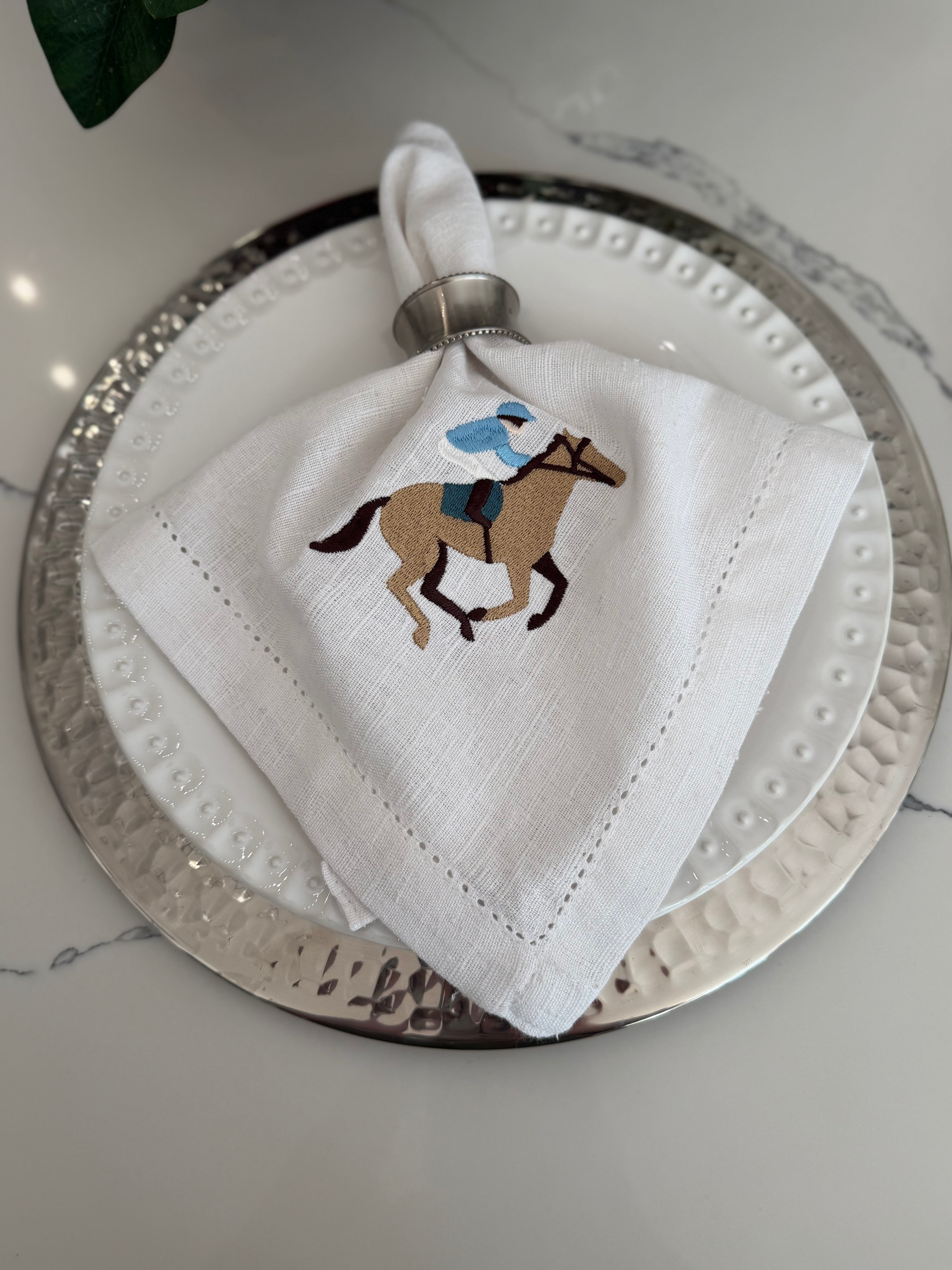 Derby Inspired Embroidered Dinner Napkins (Copy)