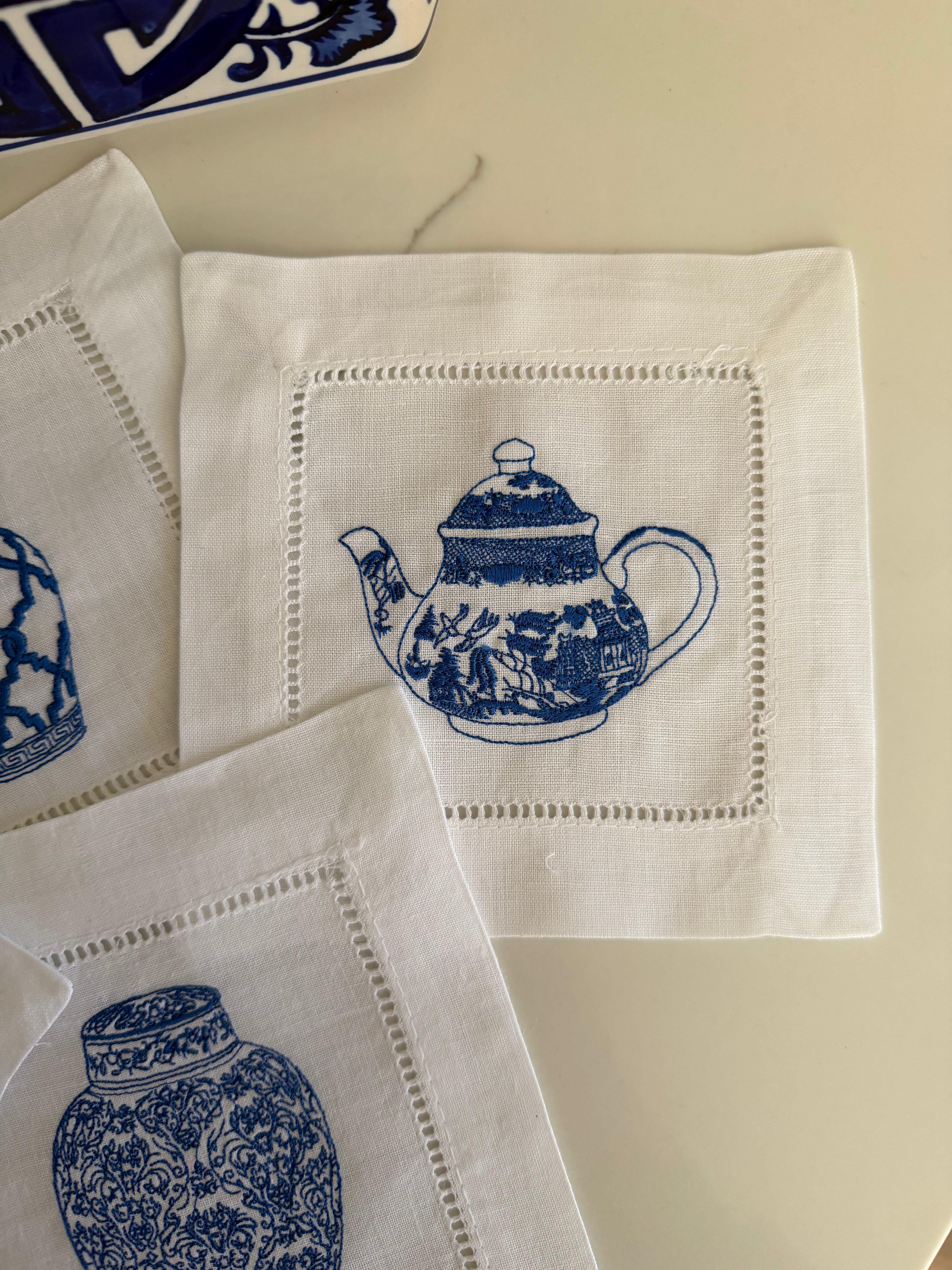 Blue Willow Cocktail Napkins or Coasters (set of 4)