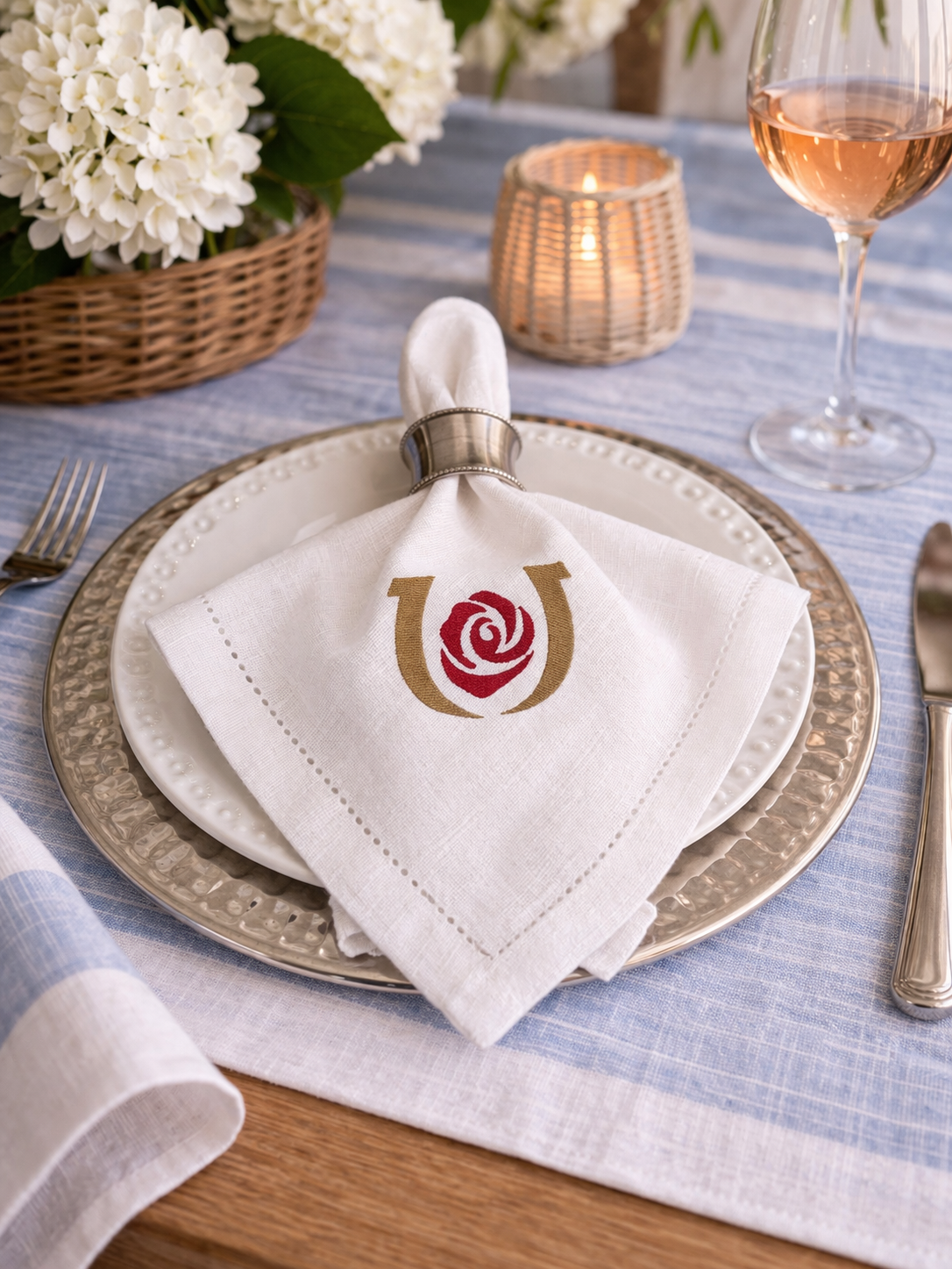 Derby Inspired Embroidered Dinner Napkins (Copy)