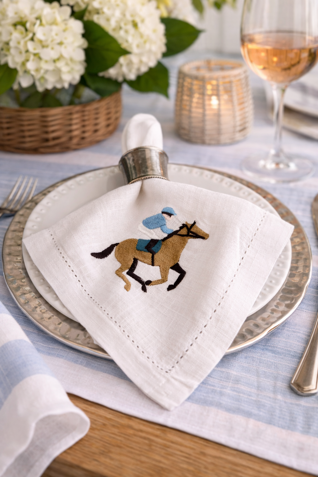 Derby Inspired Embroidered Dinner Napkins (Copy)