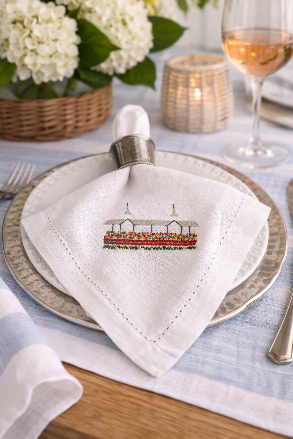Derby Inspired Embroidered Dinner Napkins (Copy)