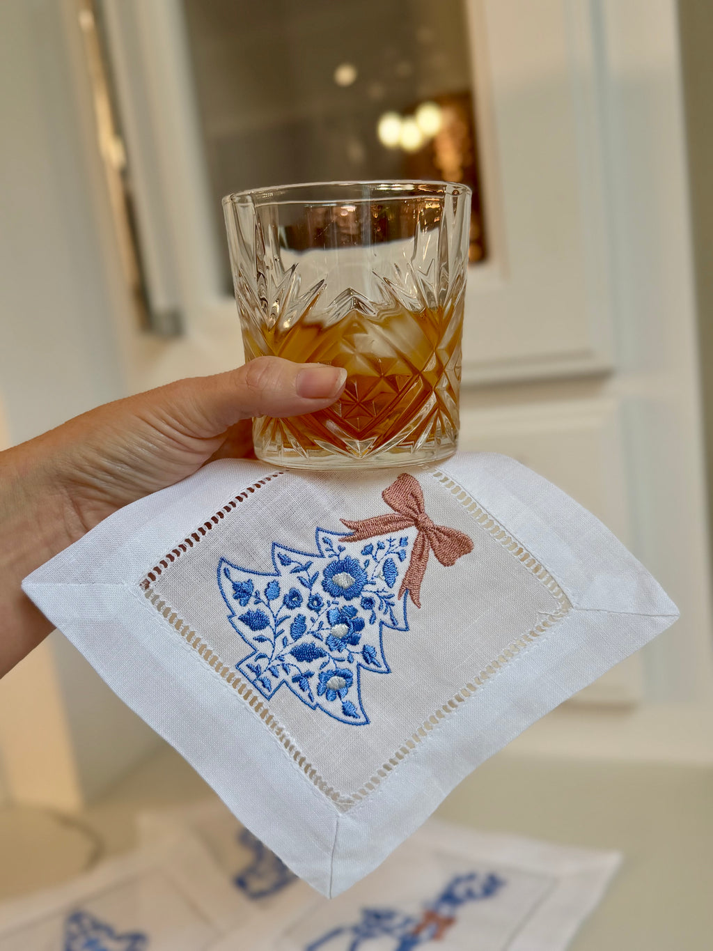 Christmas Toile Cocktail Napkins or Coasters (set of 4)