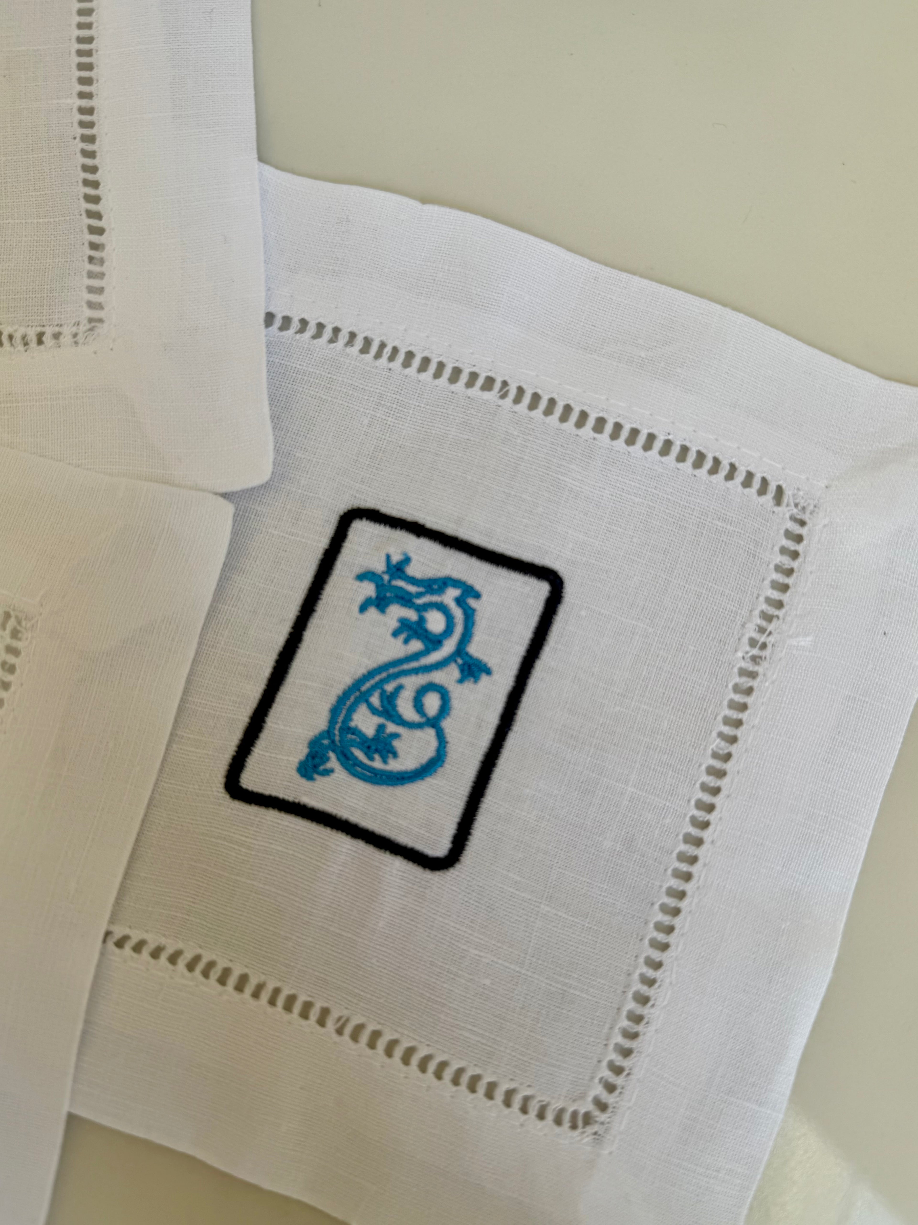 Mahjong Cocktail Napkins or Coasters (set of 4)