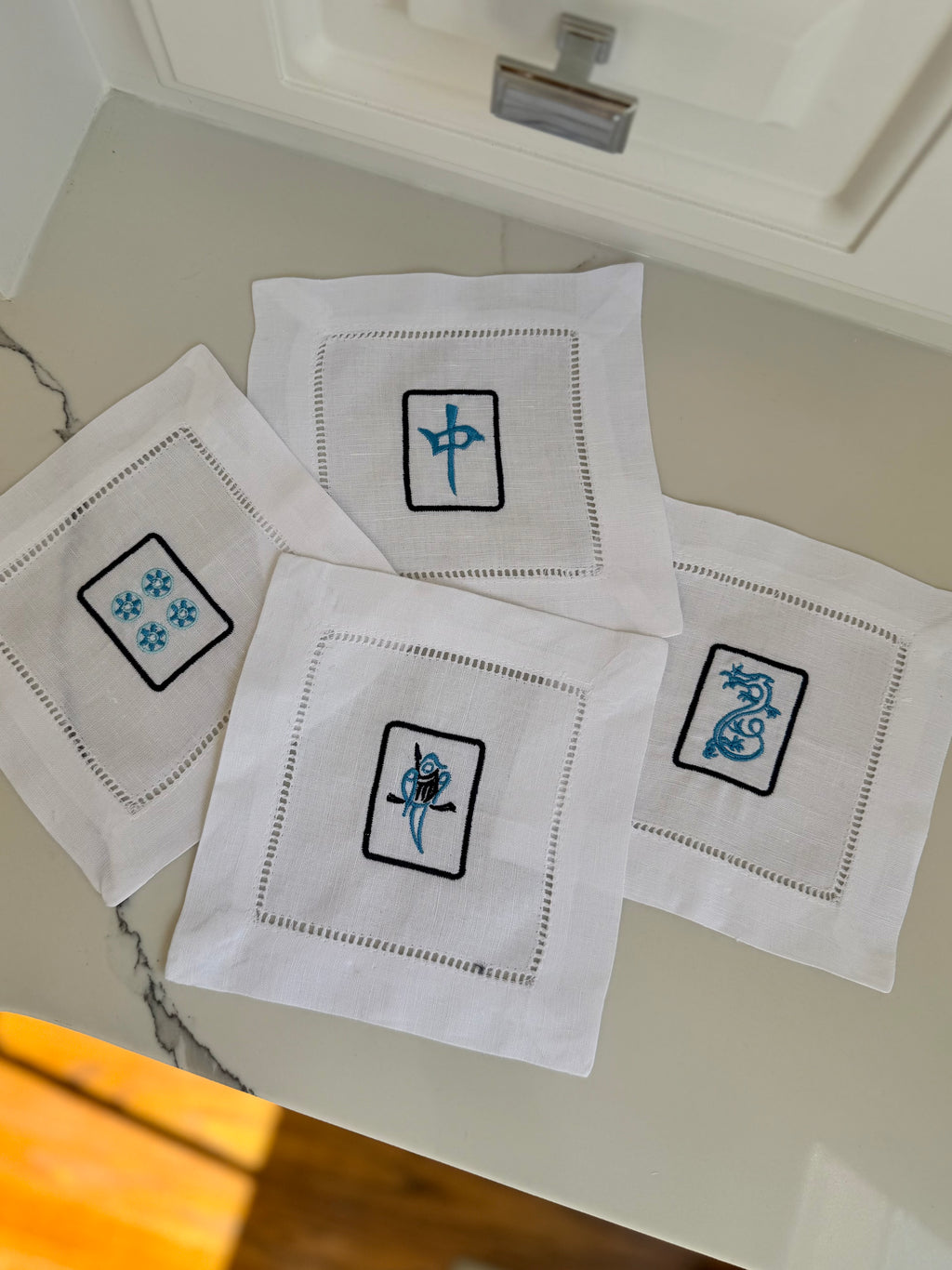 Mahjong Cocktail Napkins or Coasters (set of 4)