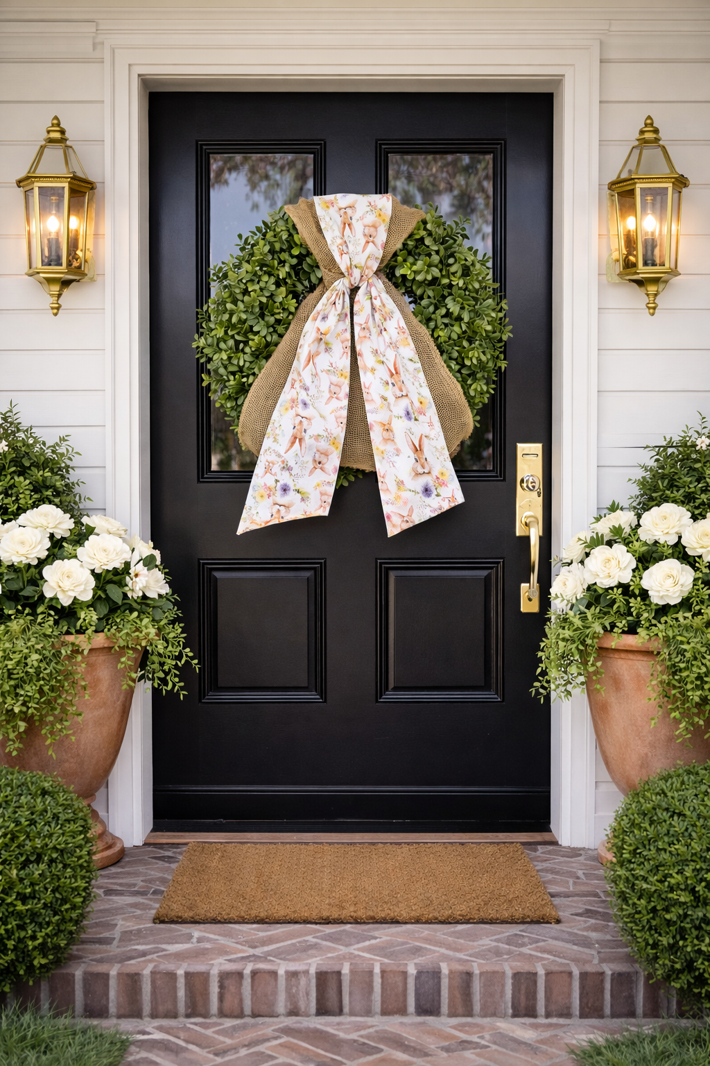 Easter Bunny Burlap Wreath Sash Set